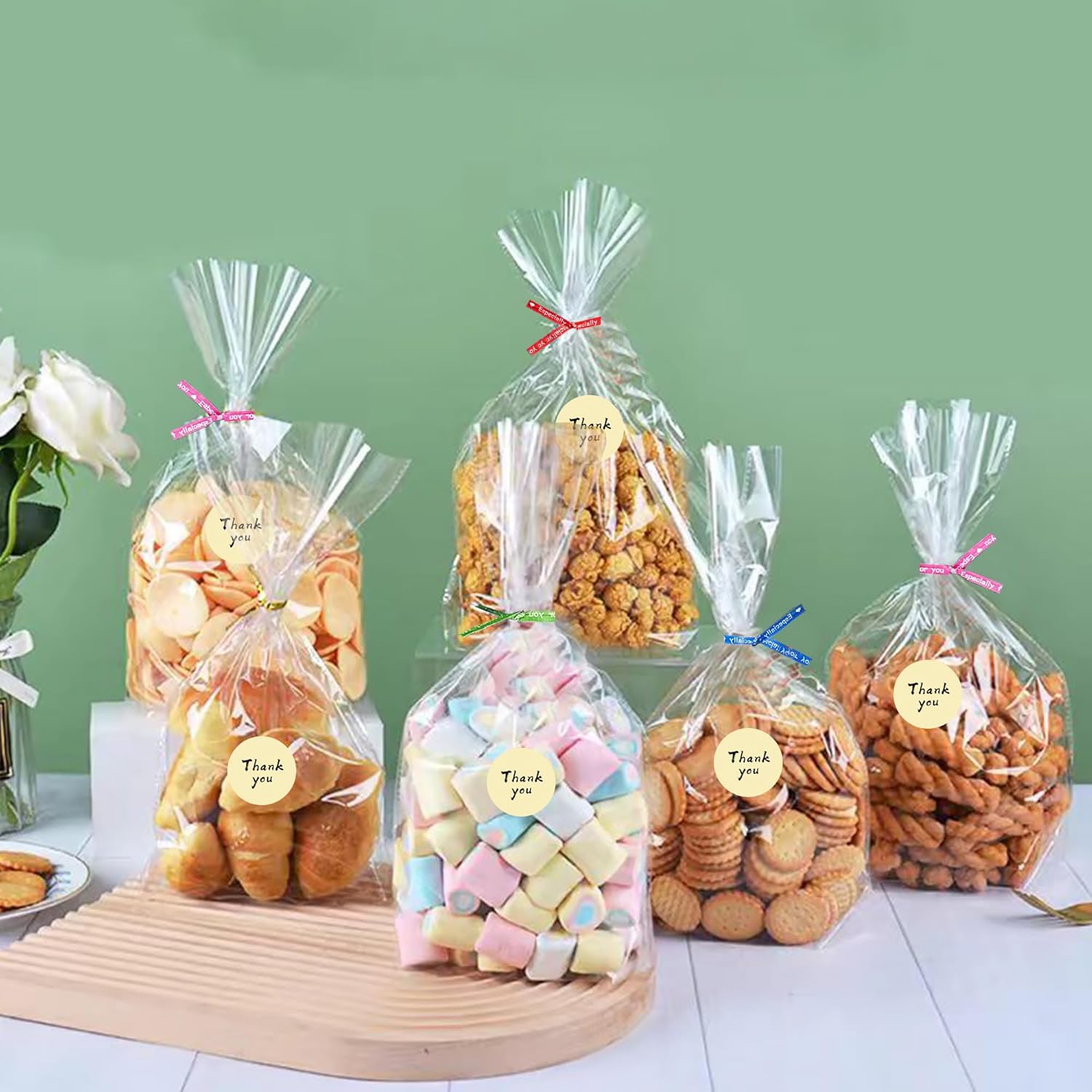 Thumbnail 4 de Rhimooay 200er Pack kleine Cellophantüten für Süßigkeiten, 25×18 cm