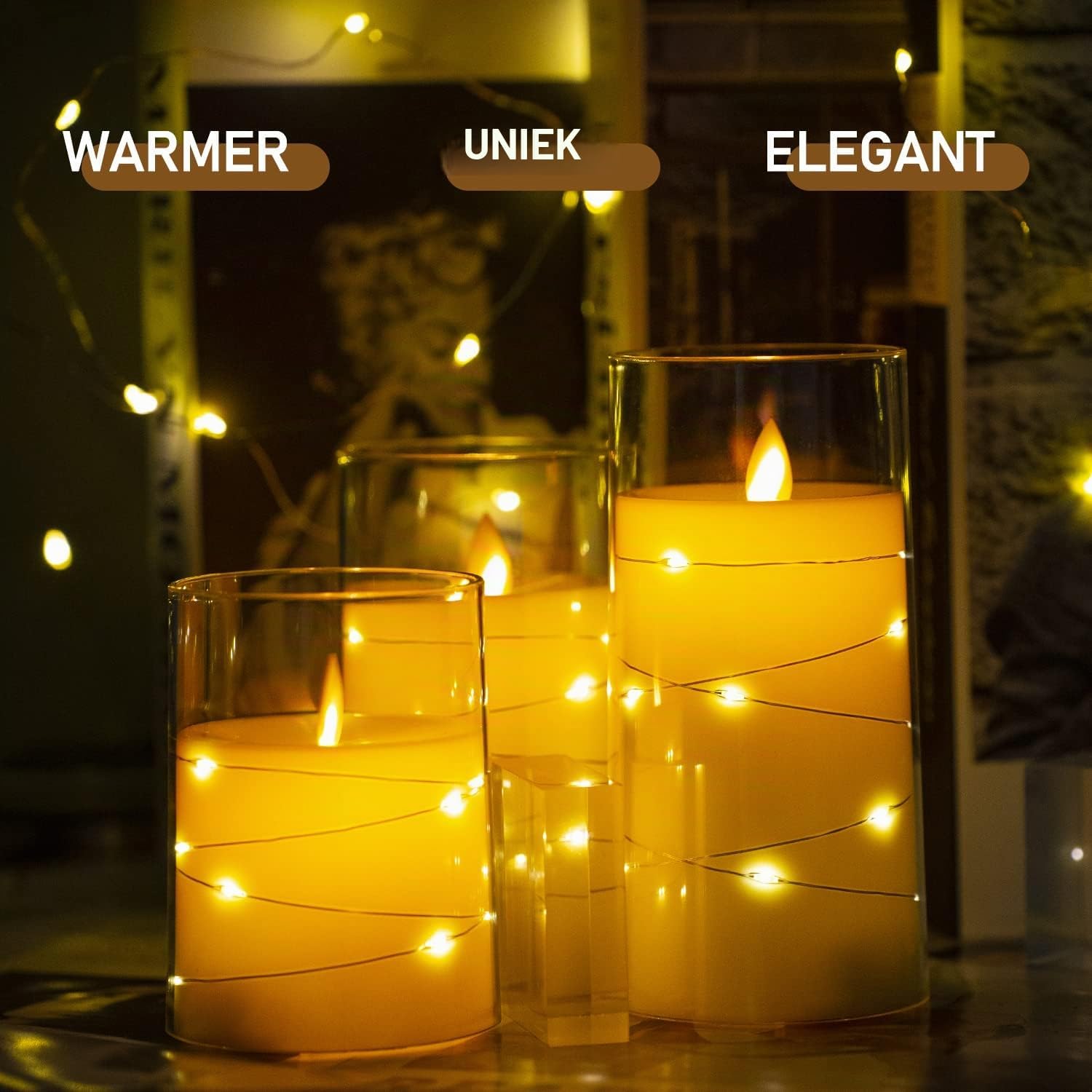 Thumbnail 3 de salipt LED Kaarsen – set van 3 met bewegende vlam, timer en afstandsbediening