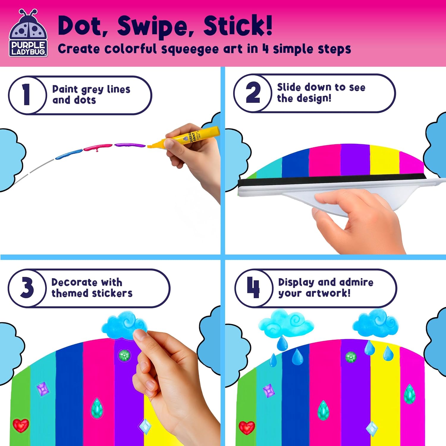 Detalle de Squeegee painting kits Unicorn 10 paints