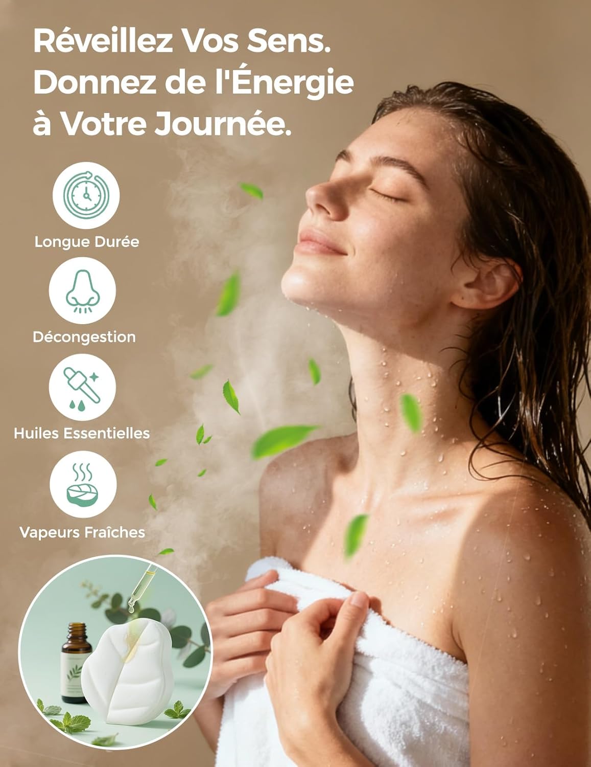 Detalle 2 de Bombes de douche Momcozy – lot de 14 vaporisateurs feuille d’eucalyptus à la menthe poivrée et eucalyptus