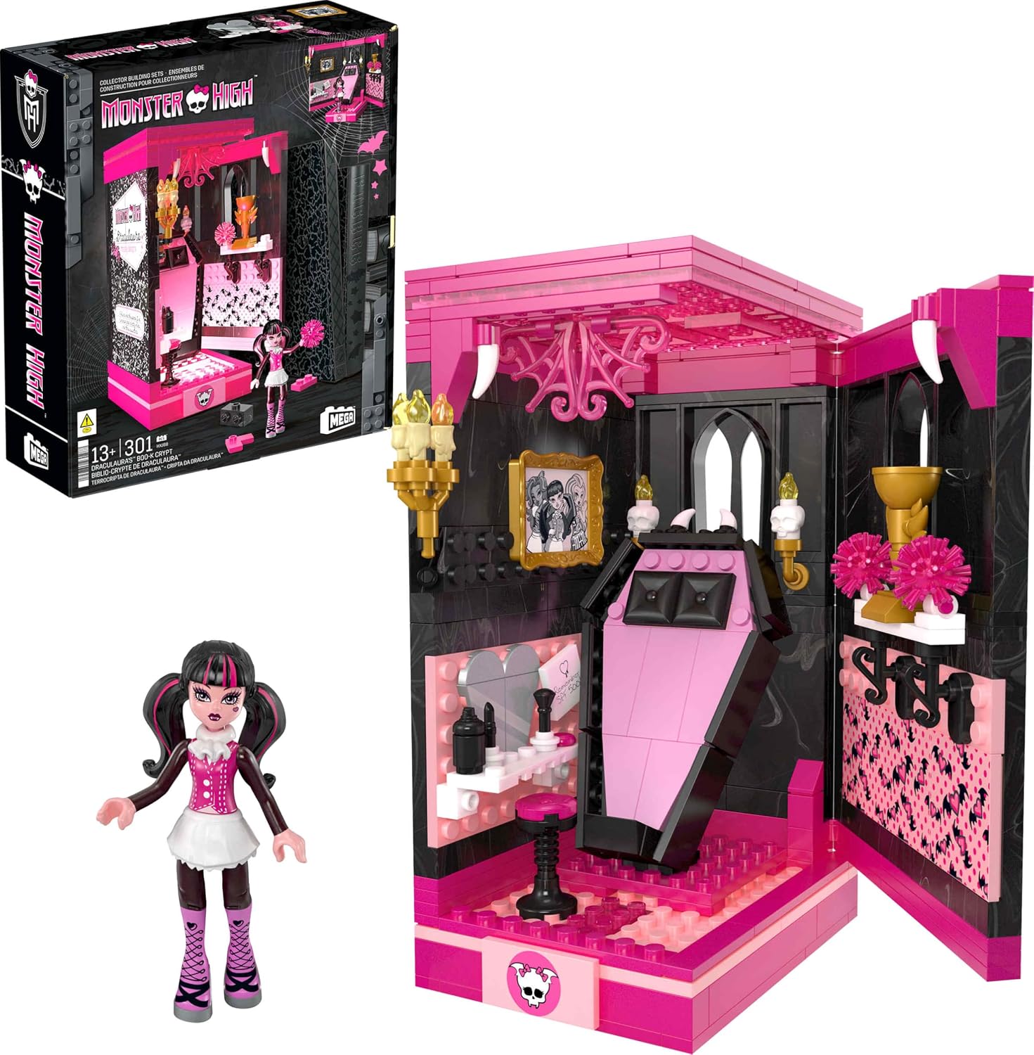 Thumbnail 6 de Mega Monster High Coffret de Construction Biblio-Tanière de Clawdeen – 299 pièces, figurine articulée