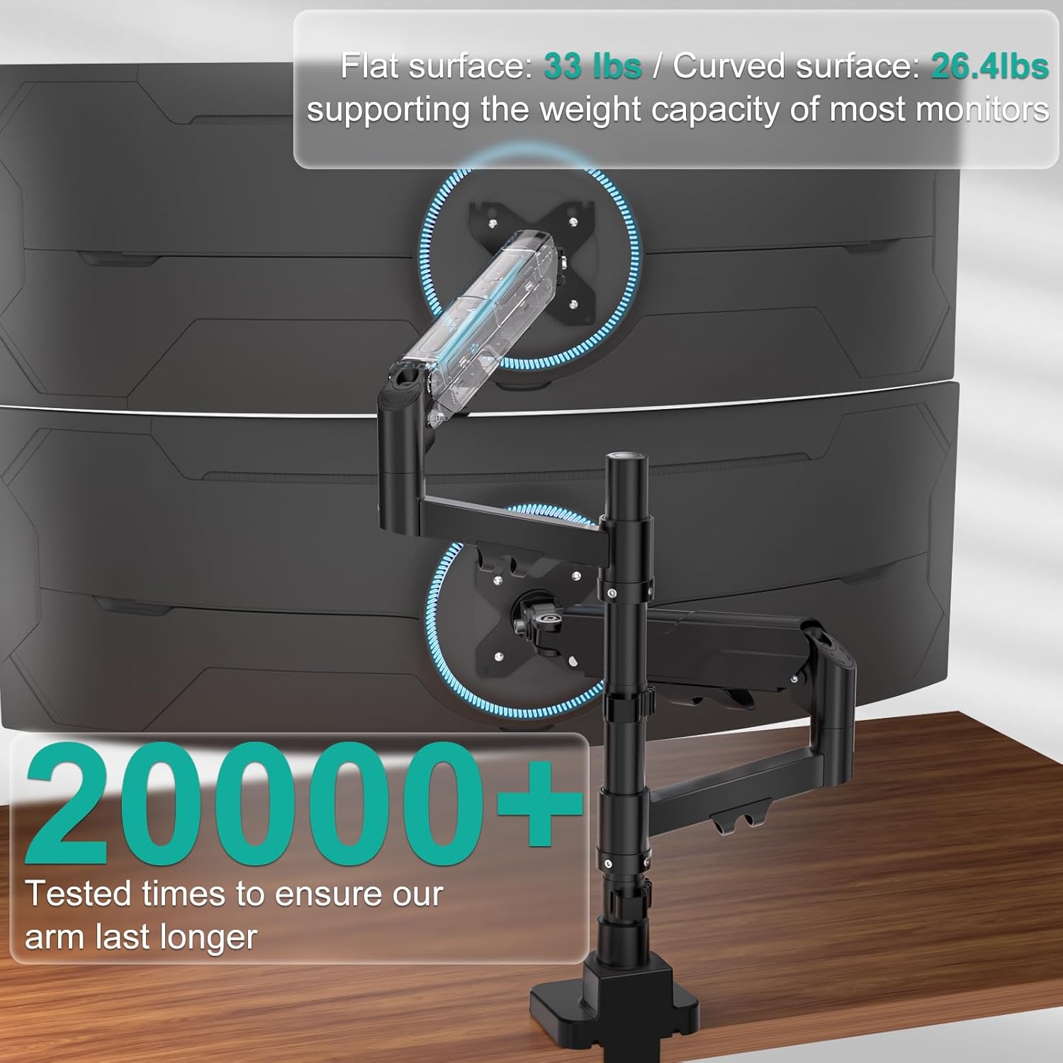 Thumbnail 5 de WALI Vertical Dual Monitor Mount for 17-49 inch Ultrawide Screens
