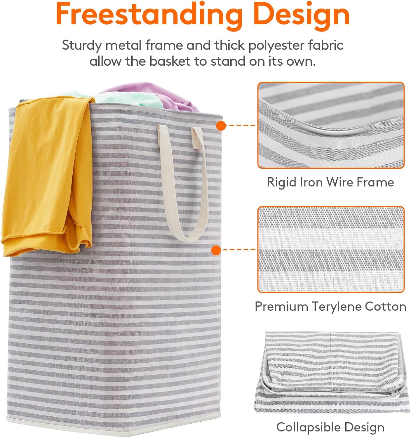 Detalle 2 de Lifewit LF230066 Laundry Baskets, Foldable Waterproof Polyester, 80L, Set of 2