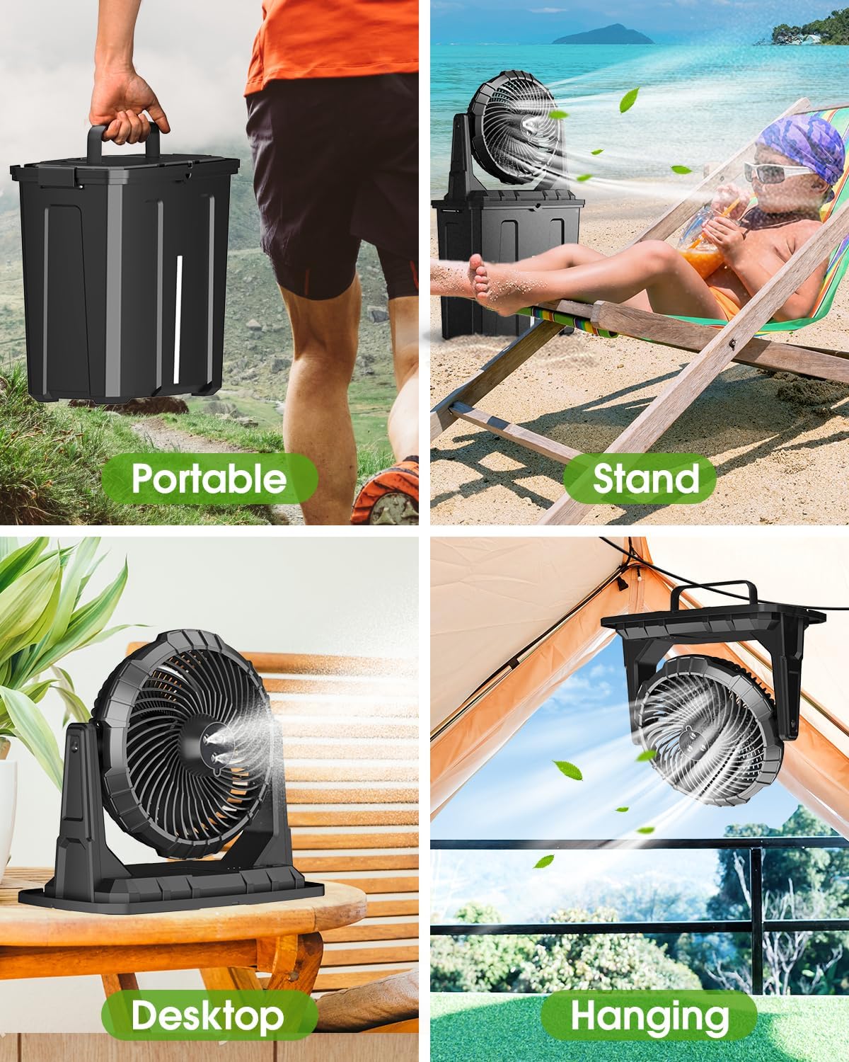 Detalle de Ausic Portable Misting Fan: 9L Outdoor Mist Fan for Hot Days