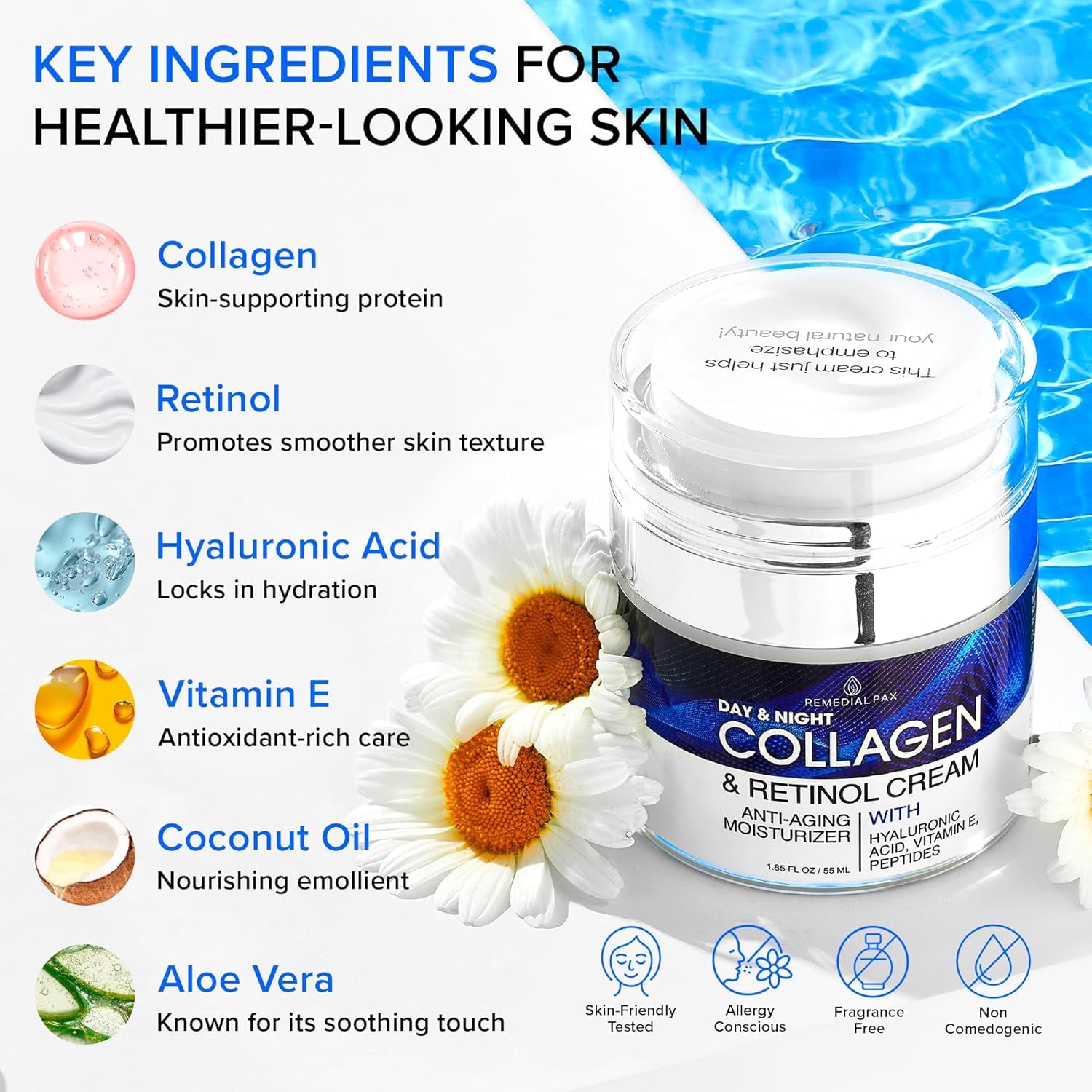 Thumbnail 2 de Collagen Face Cream with Retinol & Hyaluronic Acid – Anti-Aging Moisturizer for All Skin Types