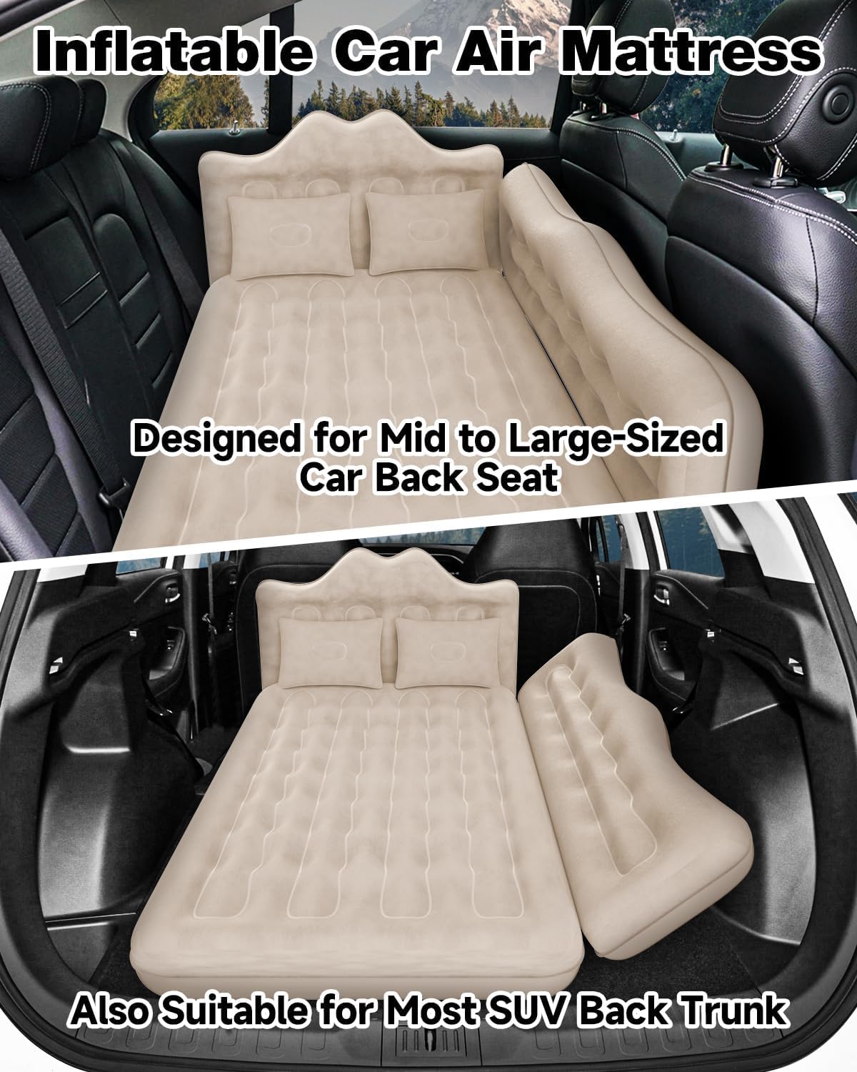 Detalle 2 de Umbrauto AIR-2CAR-MM Backseat Air Mattress, PVC, 600 lb Capacity