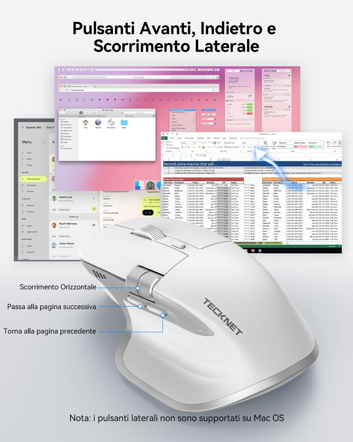 Thumbnail 2 de TECKNET Mouse Wireless Bluetooth ad Alte Prestazioni: rotella orizzontale, DPI 4800, ricaricabile