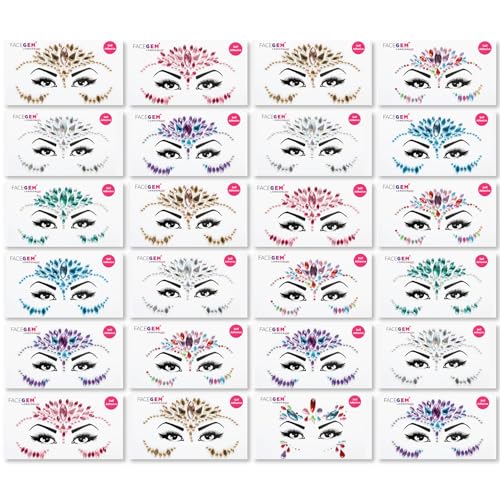 Thumbnail 1 de 40 PCS Face Gems by FACEGEM LONDON: Self-Adhesive Rhinestone Gems for Festive Looks