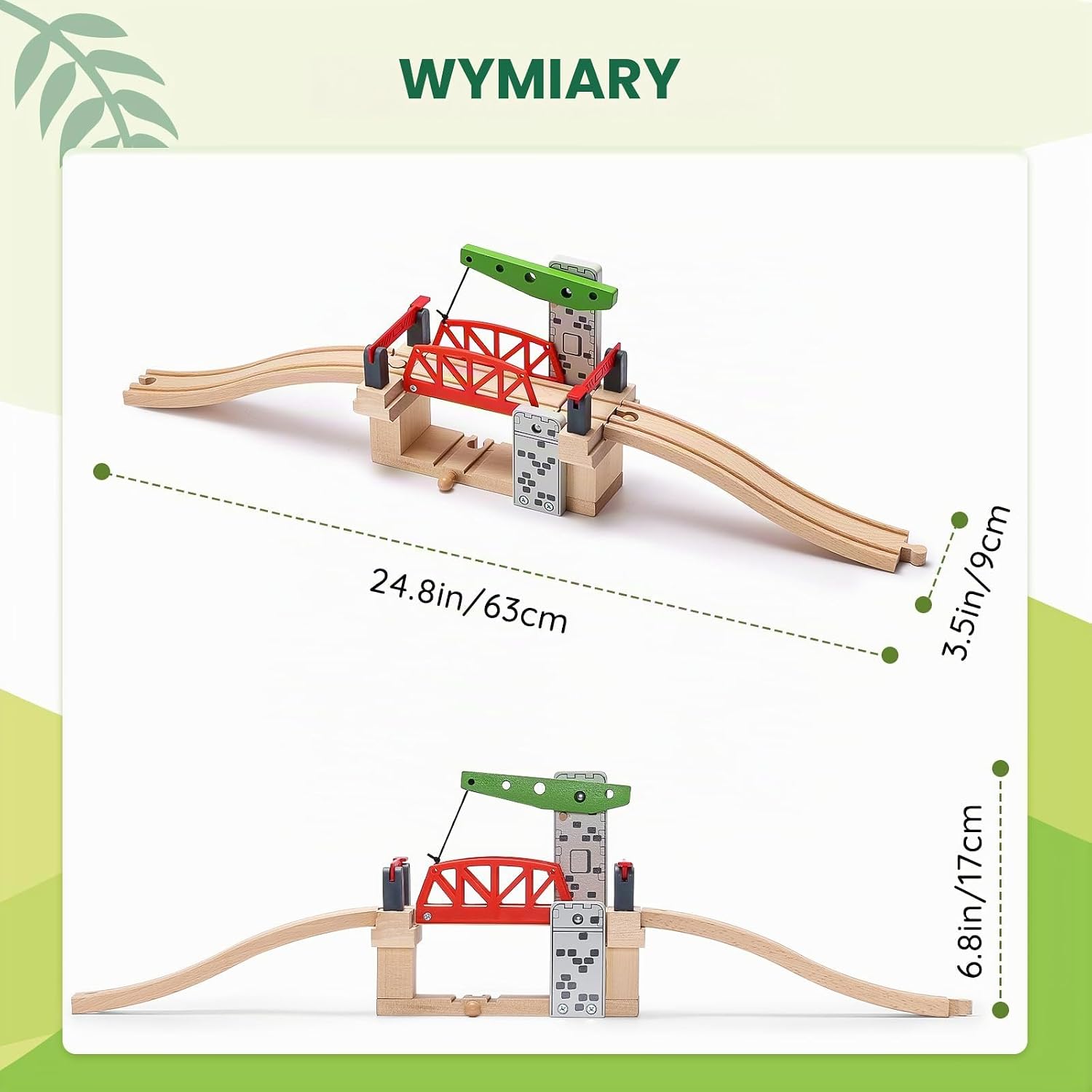 Detalle 2 de SainSmart Jr. 808-20-A20 – drewniany most kolejowy z korbą i szynami