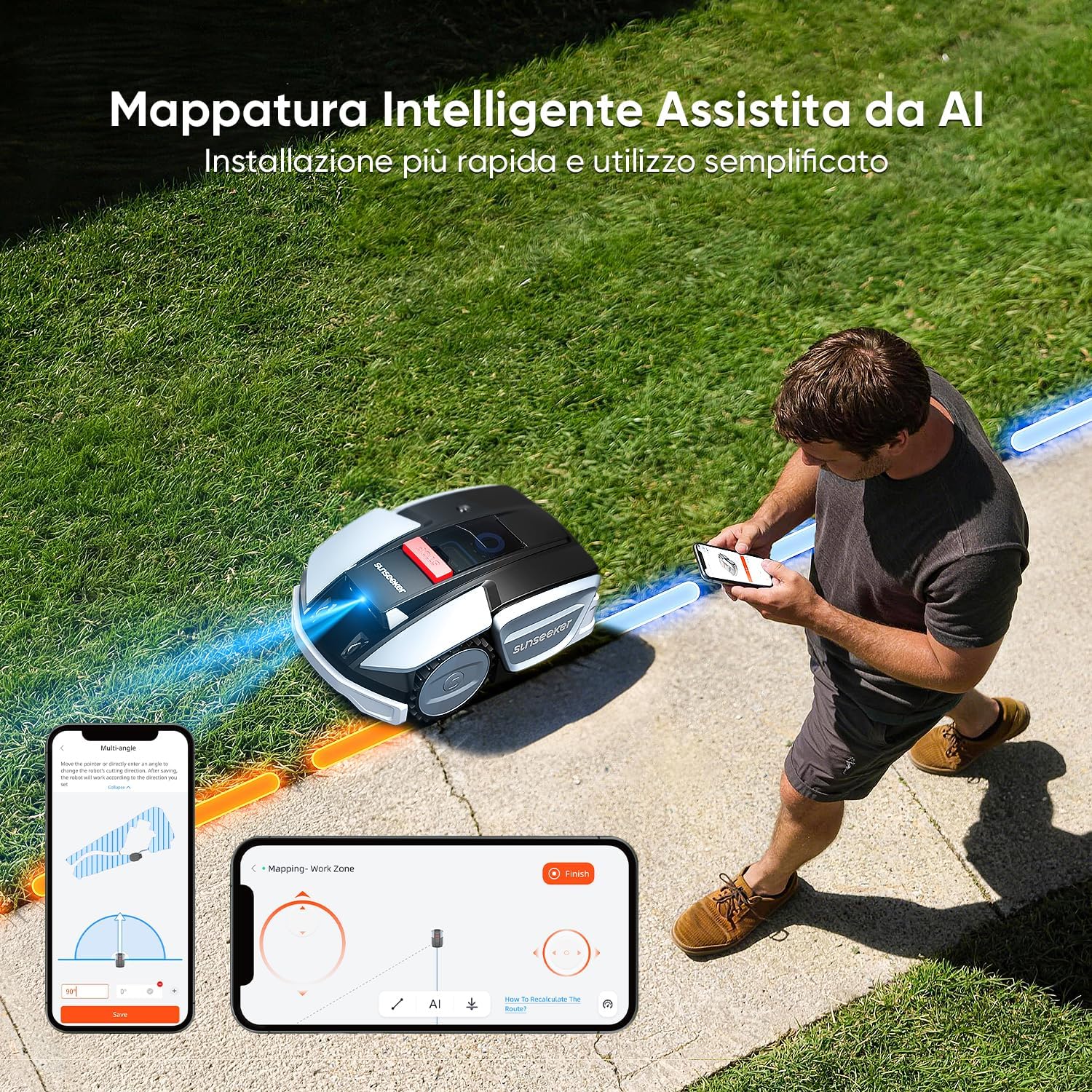 Detalle de Sunseeker S3: Robot Tagliaerba Senza Filo per Giardini fino a 800 m² con RTK + Vision