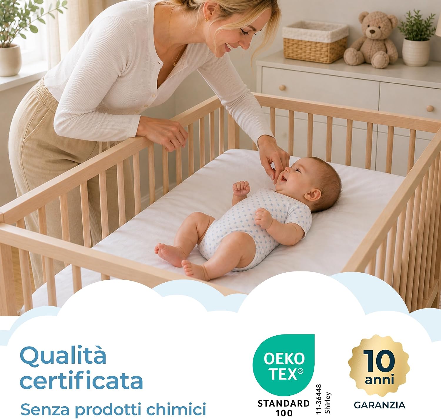 Thumbnail 4 de Coprimaterasso Lettino 55x90 Impermeabile e Traspirante – Lavabile e Certificato Oeko-Tex