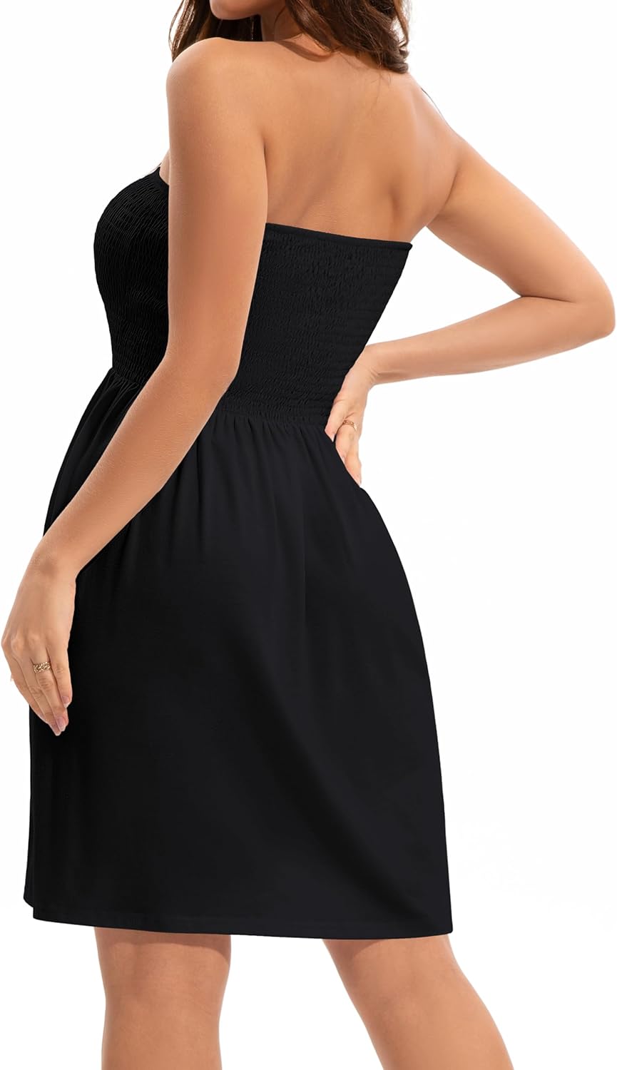 Detalle de Elescat Summer Dress for Women 2026 Strapless Tube Top Sundress
