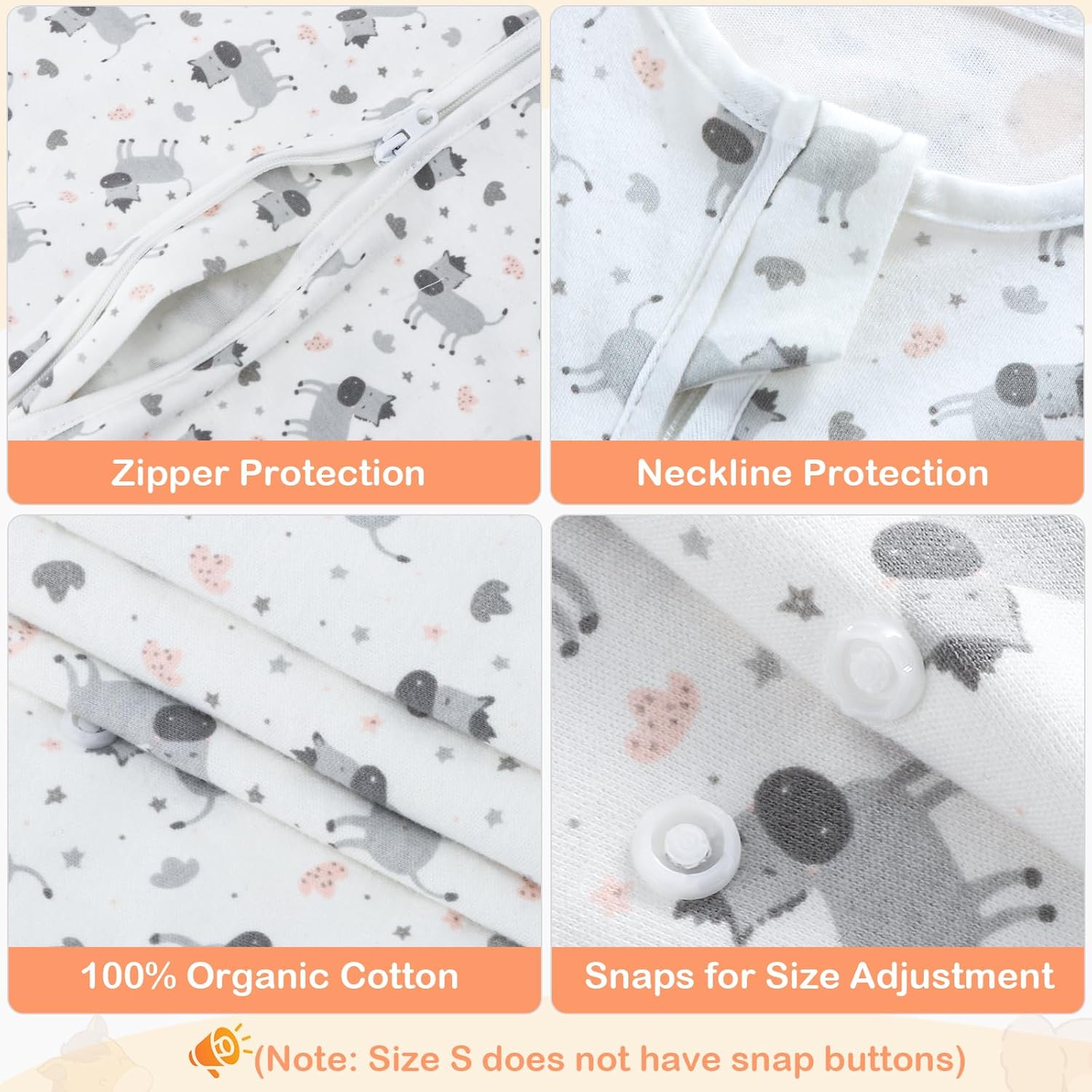 Thumbnail 4 de TOGOU2S Sommerschlafsack Baby 0,5 Tog aus 100% Baumwolle (einstellbare Länge) – für 0 bis 18 Monate