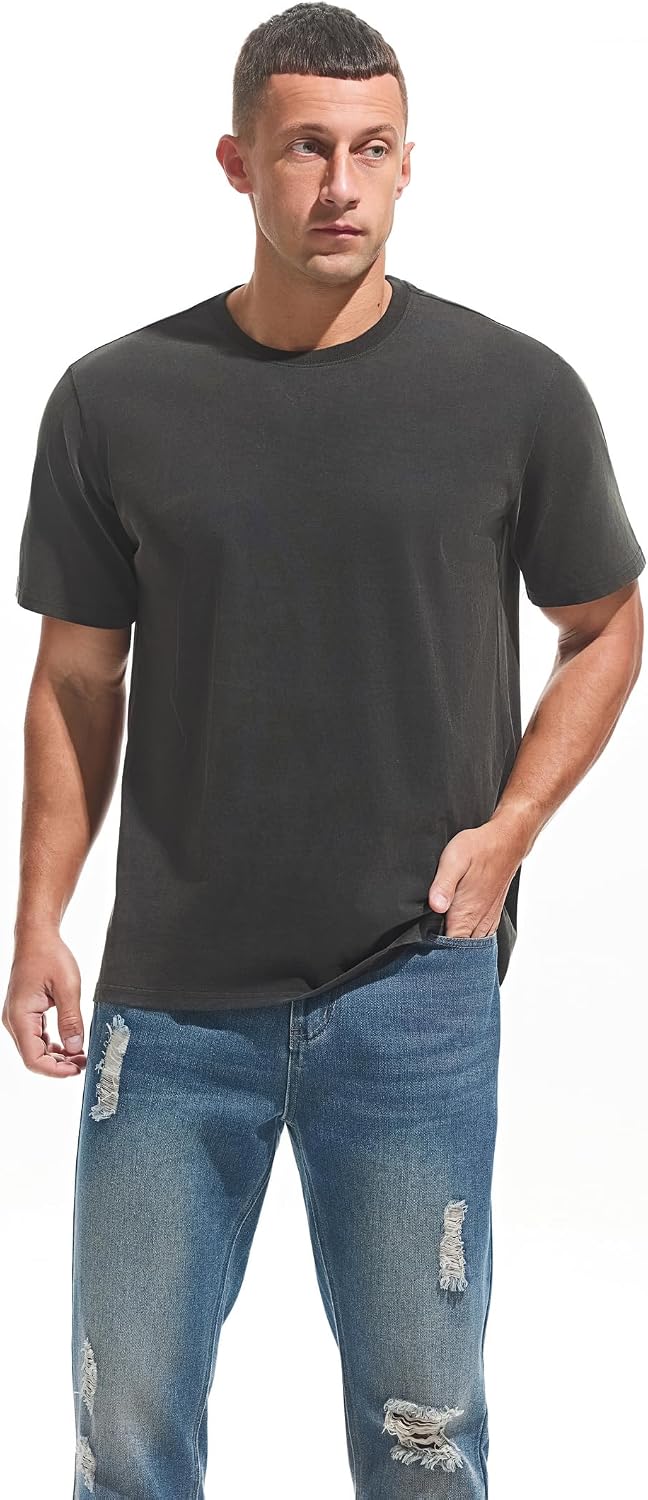 Detalle de Herren Dick T-Shirt 100% Baumwolle Heavyweight 250g/m² – Stone Washed, Regular Fit, Kurzarm