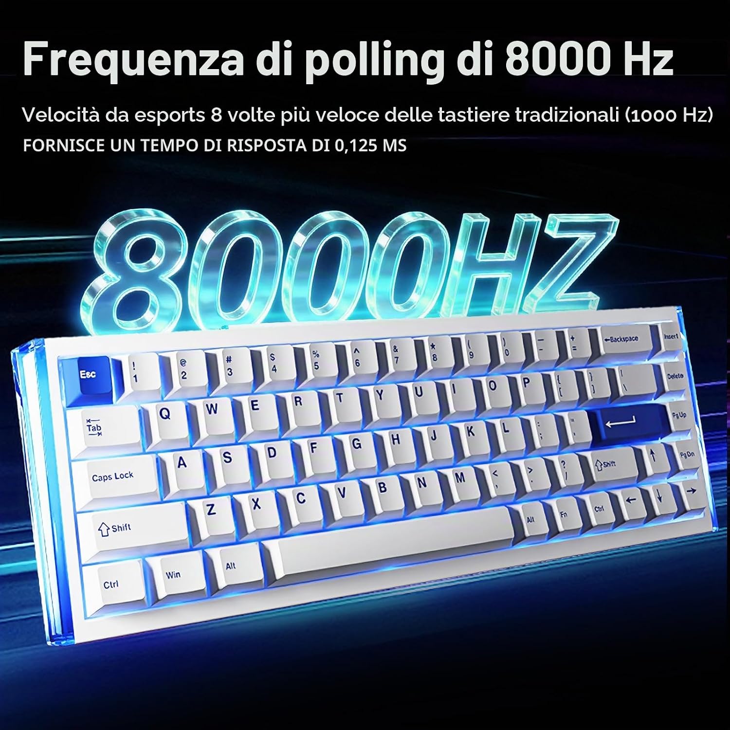 Detalle de DAREU COOL68: Tastiera da gioco cablata al 60% con interruttori magnetici e latenza ultra‑bassa
