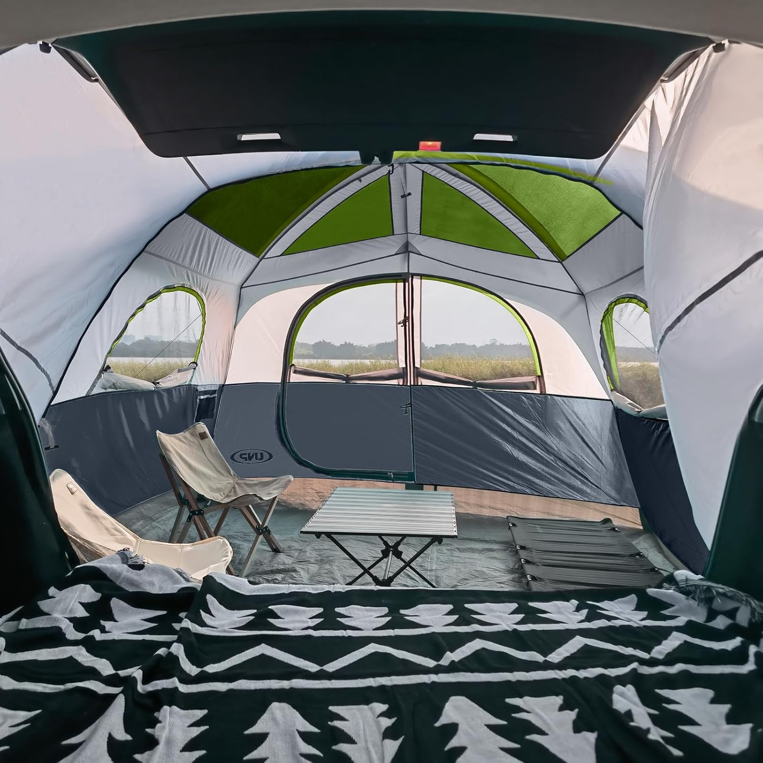Detalle de UNP Tente SUV pour Camping, 6 Personnes – Tente de hayon pour extérieur, 3 x 2,9 m, 198,1 cm de haut