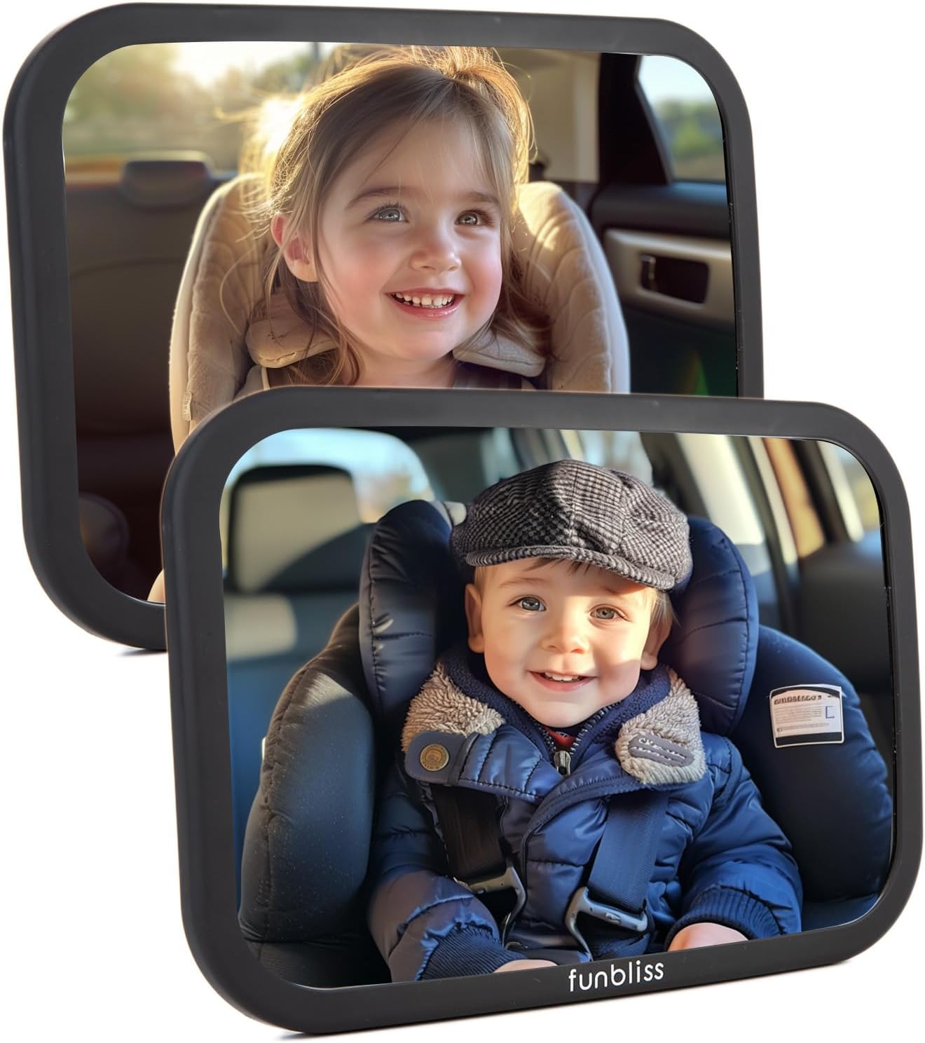 Detalle de Funbliss Rückspiegel Auto Baby 2er-Pack – bruchsicher, vibrationsfrei, 360° verstellbar