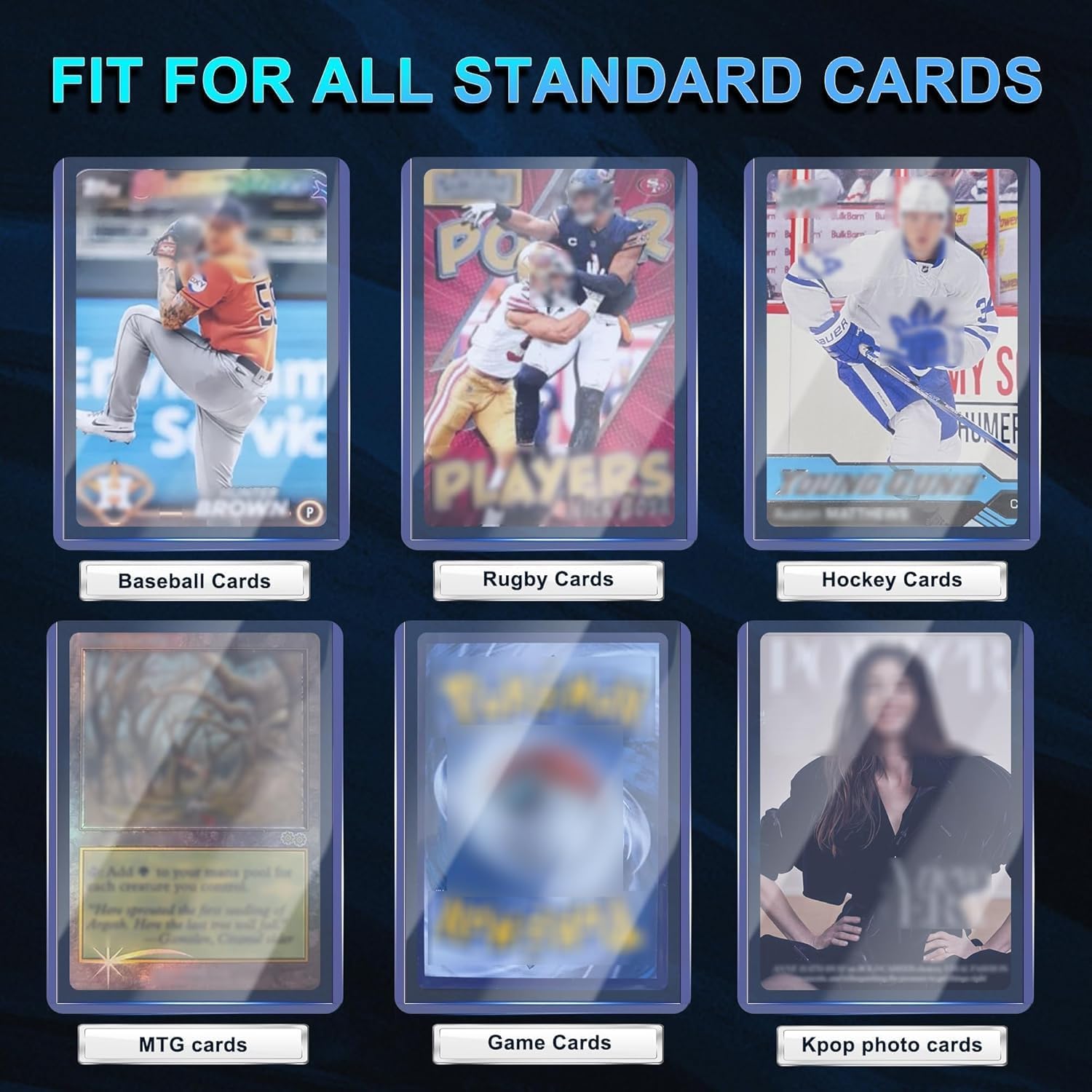 Detalle de 2000 Card Sleeves: Clear Hard Sleeves + Penny Sleeves (3"x4"), Blue, 1000 Hard + 1000 Penny – Ideal for Trading Cards