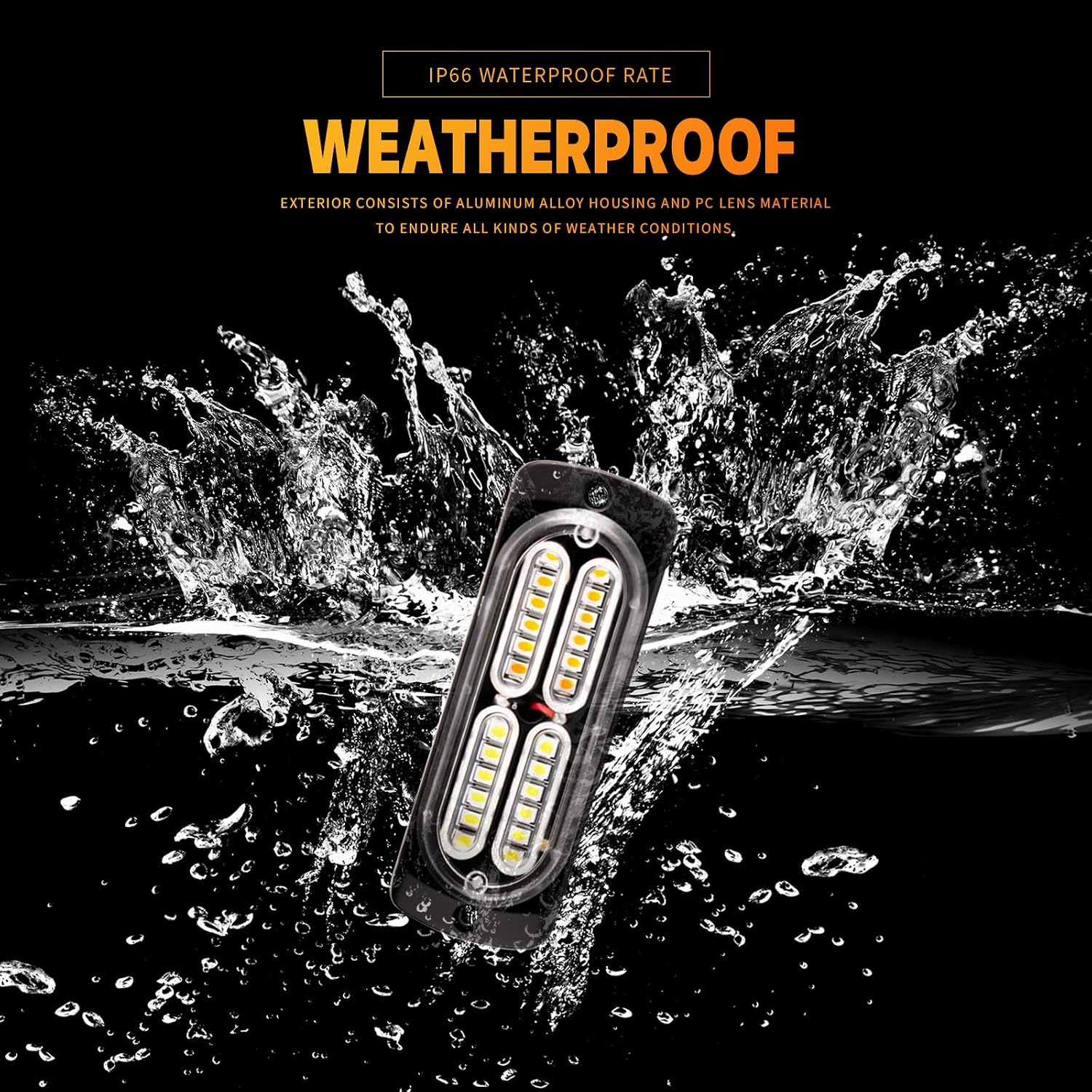 Detalle 2 de BooYu 8-pcs Sync Feature LED Emergency Strobe Lights Bar w/ Controller (Amber/White)