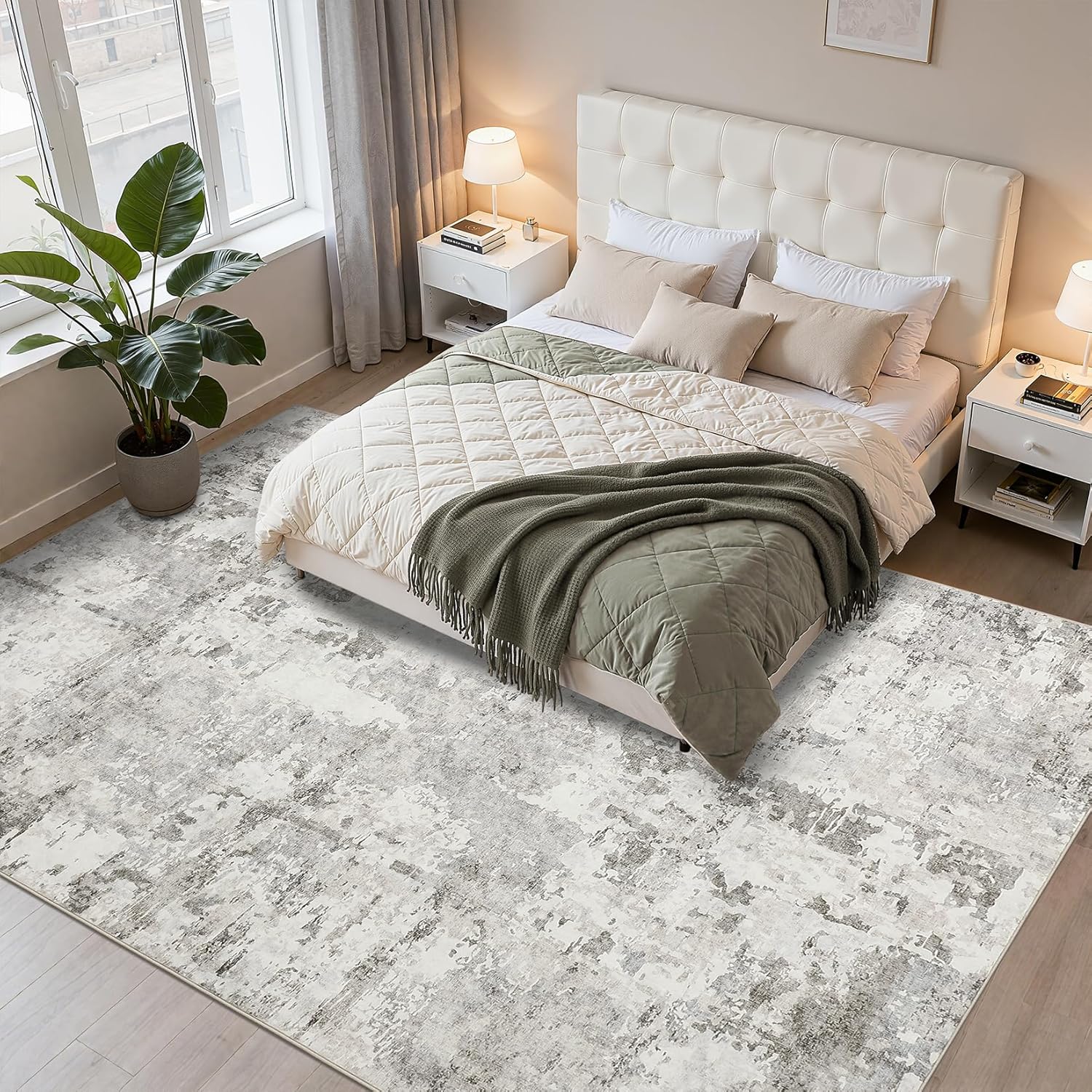 Thumbnail 1 de GarveeHome 10x14 Large Area Rug – Neutral Abstract Washable, Non-Slip Backing for Living Room and Beyond