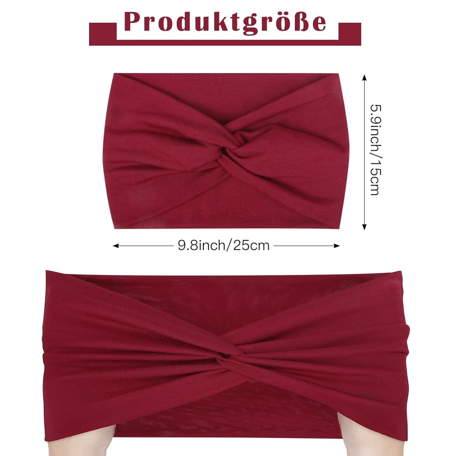 Thumbnail 1 de Haarband Damen Boho Stirnbänder – 4er-Set aus weichem Polyester, breites Turban-Stirnband (14×25 cm) – elastisch, bequem und vielseitig
