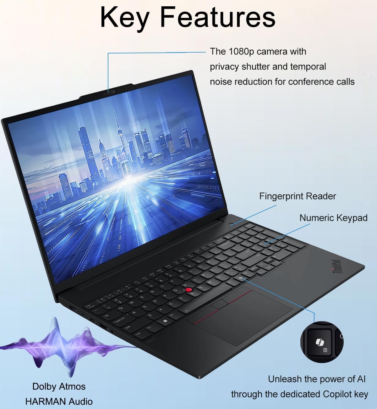 Detalle de Lenovo ThinkPad E16 Gen 3 business laptop