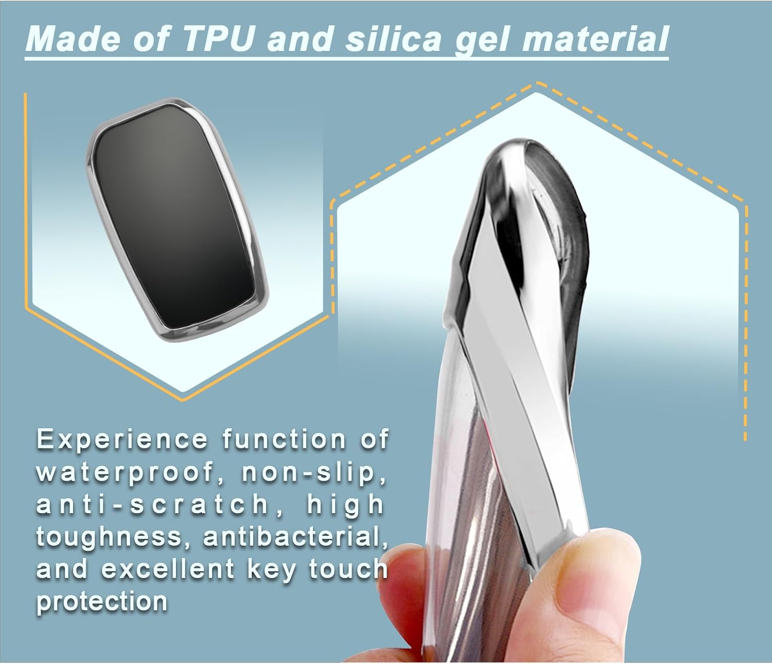 Detalle de LUWU TPU Key Case for Toyota C-HR 2024 & Yaris Cross (Silver) – 1:1 Fitting, Protective Car Key Cover