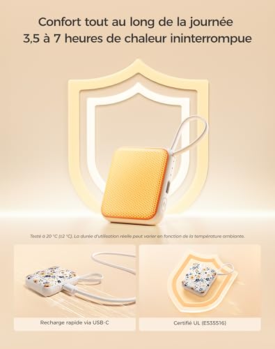 Detalle 2 de OCOOPA UT5 Nano, lot de 2 chaufferettes mains rechargeables, 15 mm et 3 niveaux