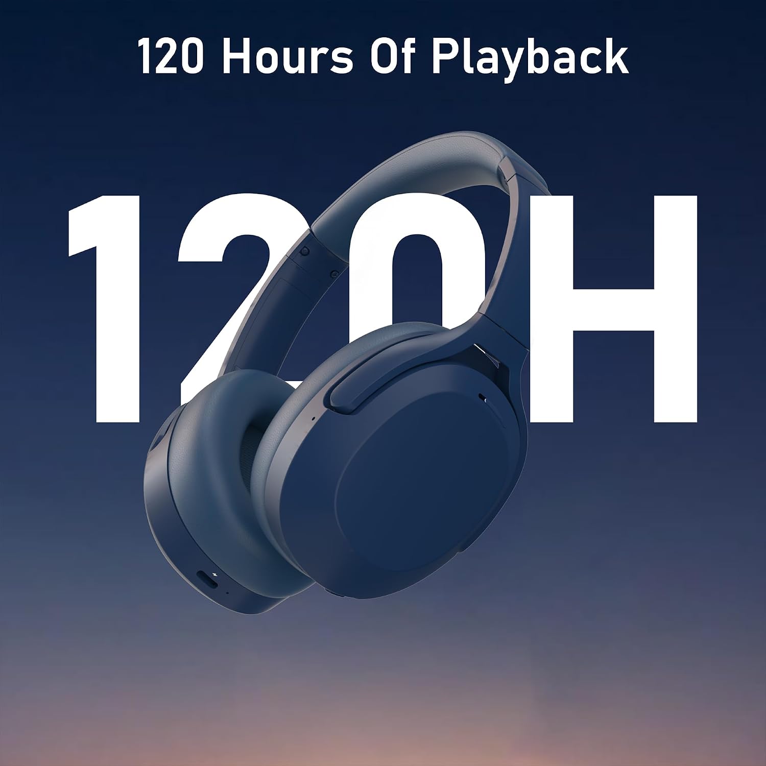 Detalle 2 de Rebocico Active Noise Cancelling Wireless Over-Ear Headphones (ANC, Bluetooth 5.3, mic) with up to 120H playtime