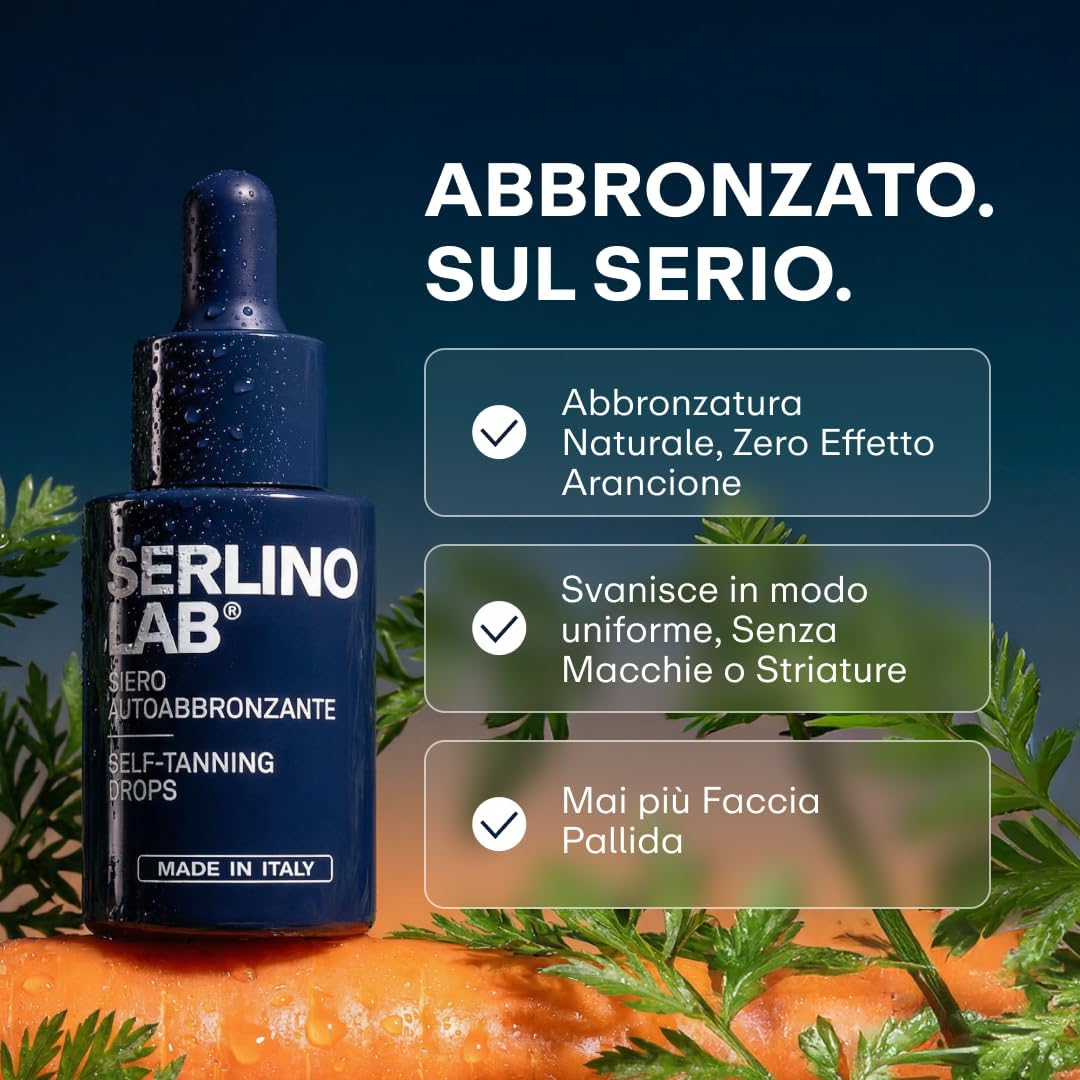 Detalle de SERLINO LAB Gocce Autoabbronzanti 30 ml – abbronzatura naturale senza sole per uomo, con Aloe Vera e acido ialuronico