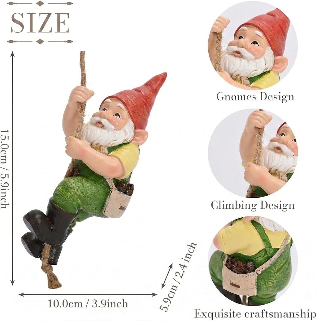 Detalle 2 de TERESA'S COLLECTIONS Garden Ornaments Outdoor: Tree Hanging Gonks in Green