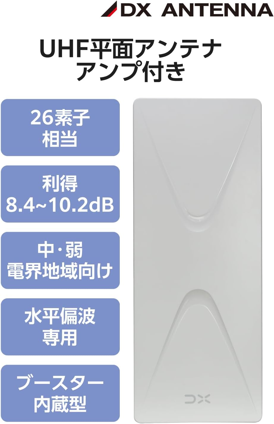Detalle de DXアンテナ EC-FA26A 地上デジタル平面アンテナ ブースター内蔵・26素子相当