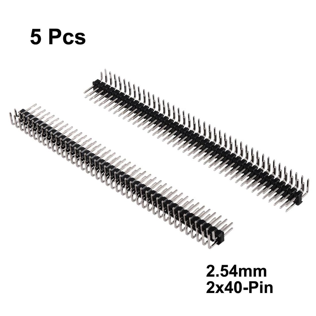 Detalle 2 de TA-VIGOR 5pcs 2.54mm Pitch Double Row Right Angle Male Header Pins (2x40) for Breadboard and Arduino