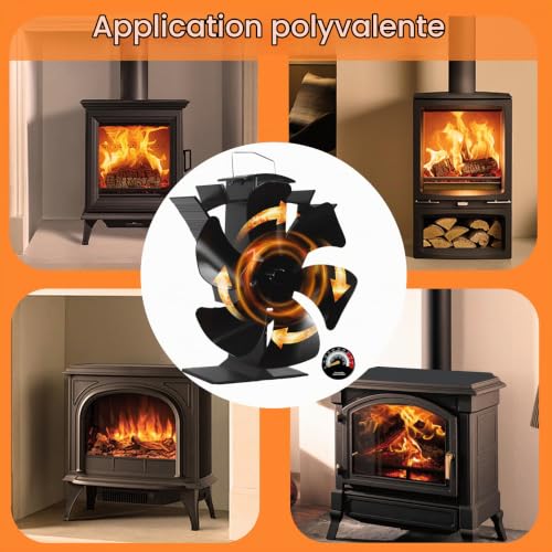Thumbnail 6 de HAWCAFU Ventilateur de poêle à 6 pales