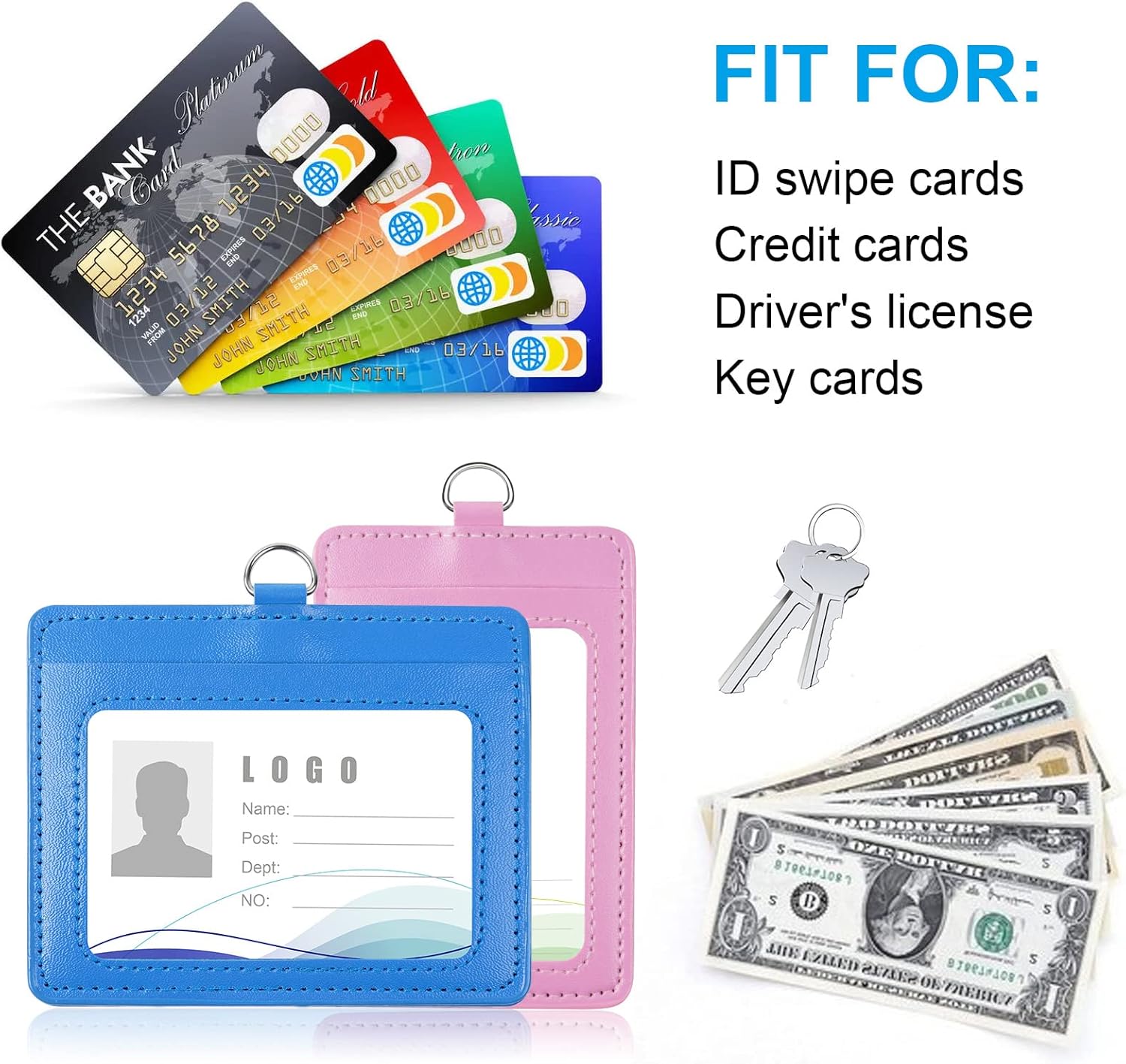 Thumbnail 4 de Vicloon Porte-badge cuir PU 2 pièces 🎫