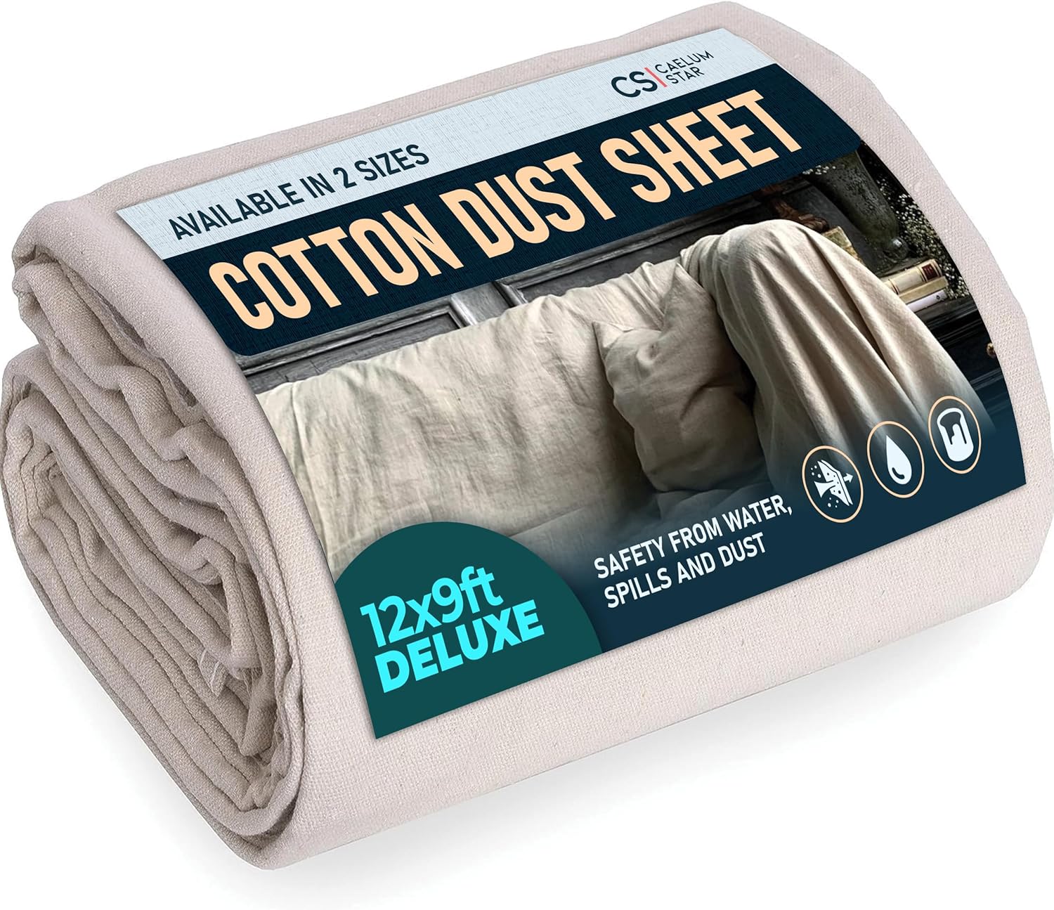 CS Extra Large Cotton Dust Sheets for Decorating (3.6x2.7m / 12x9ft)