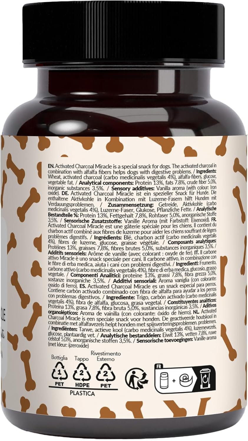 Detalle de Belly Natürliche Kohletabletten für Hunde – Aktivkohle mit Antioxidantien, Vitaminen und Mineralien (vegan, 100 g)