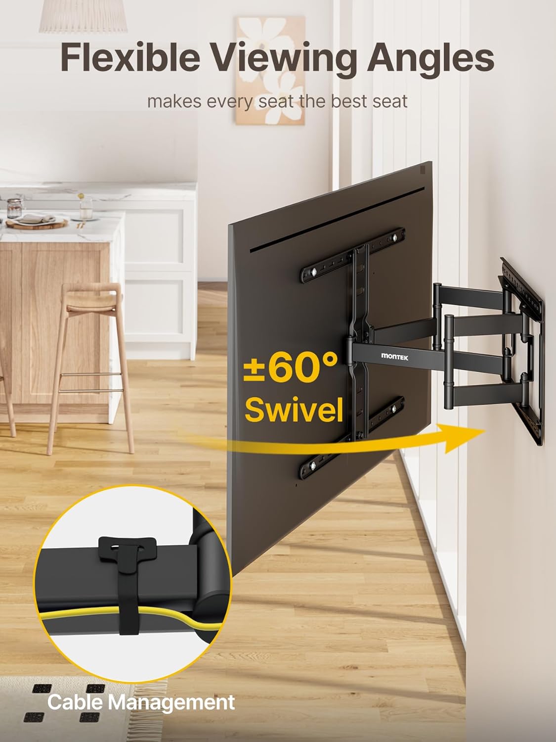 Thumbnail 3 de monTEK 1.1" Ultra Slim Full Motion TV Wall Bracket (43–90 inch, up to 60kg, max VESA 600x400mm)