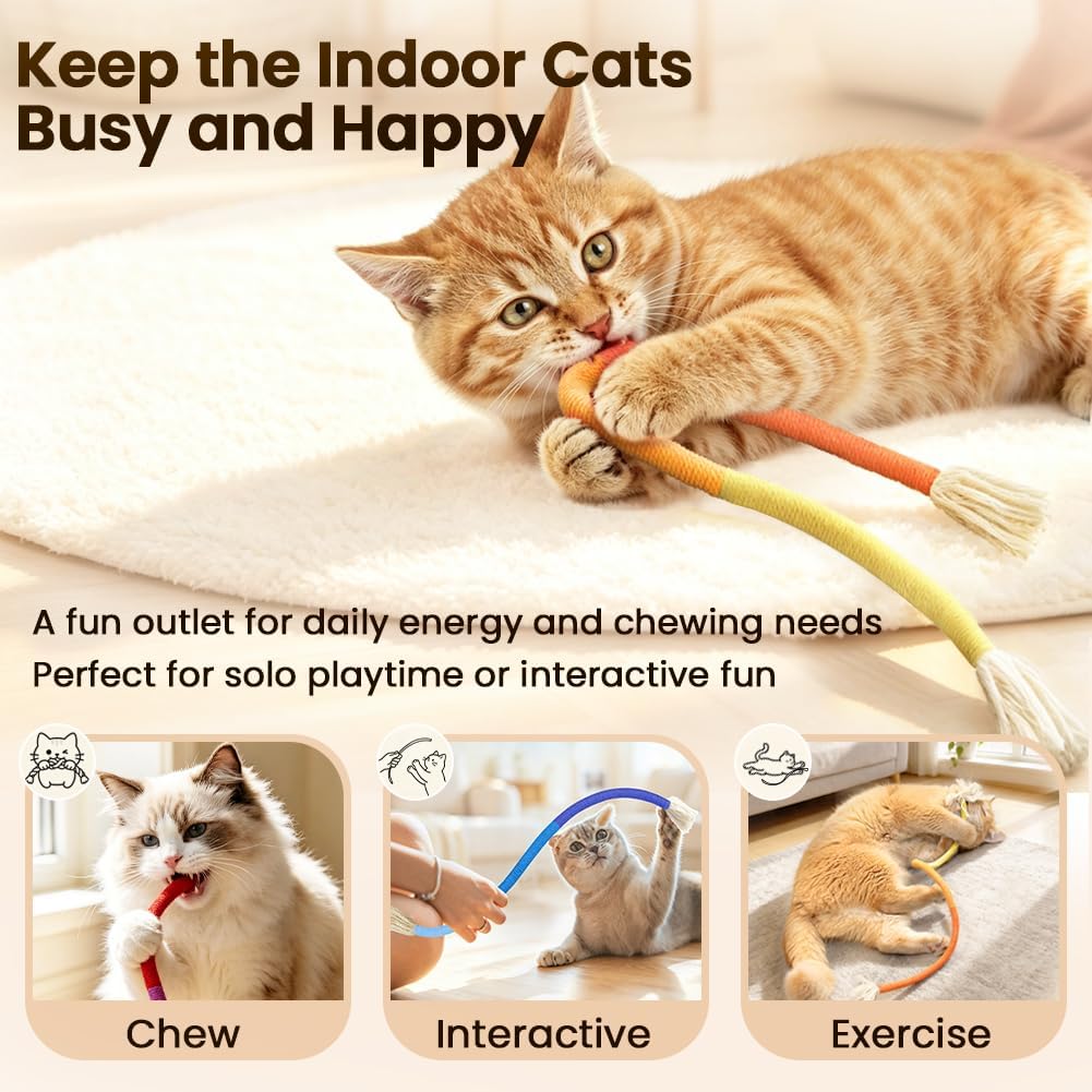 Detalle 2 de Retro Shaw Cat String Toys Cat Chew Ropes, 3-Pack with Catnip, 23.6-Inch