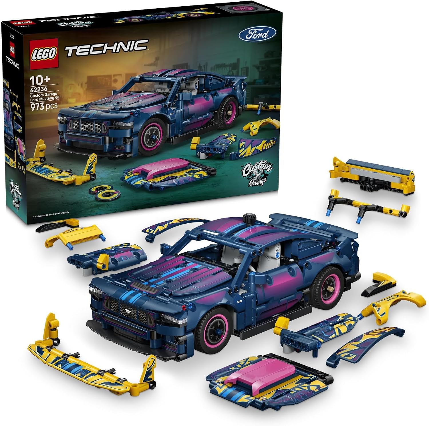 Detalle de LEGO Technic 42236 Custom Garage Ford Mustang GT car, 973 pieces