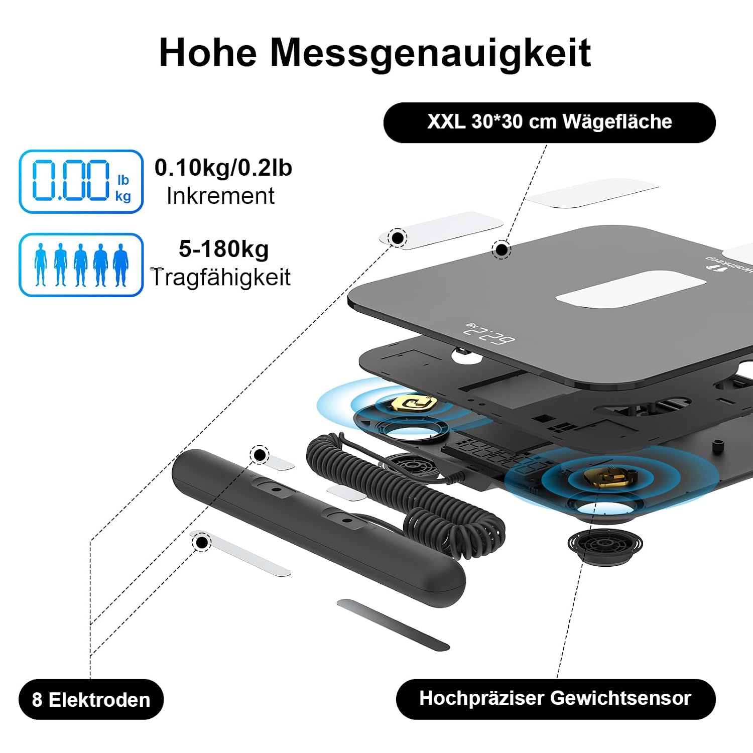Thumbnail 3 de Körperfettwaage Digital 18 Daten Bluetooth