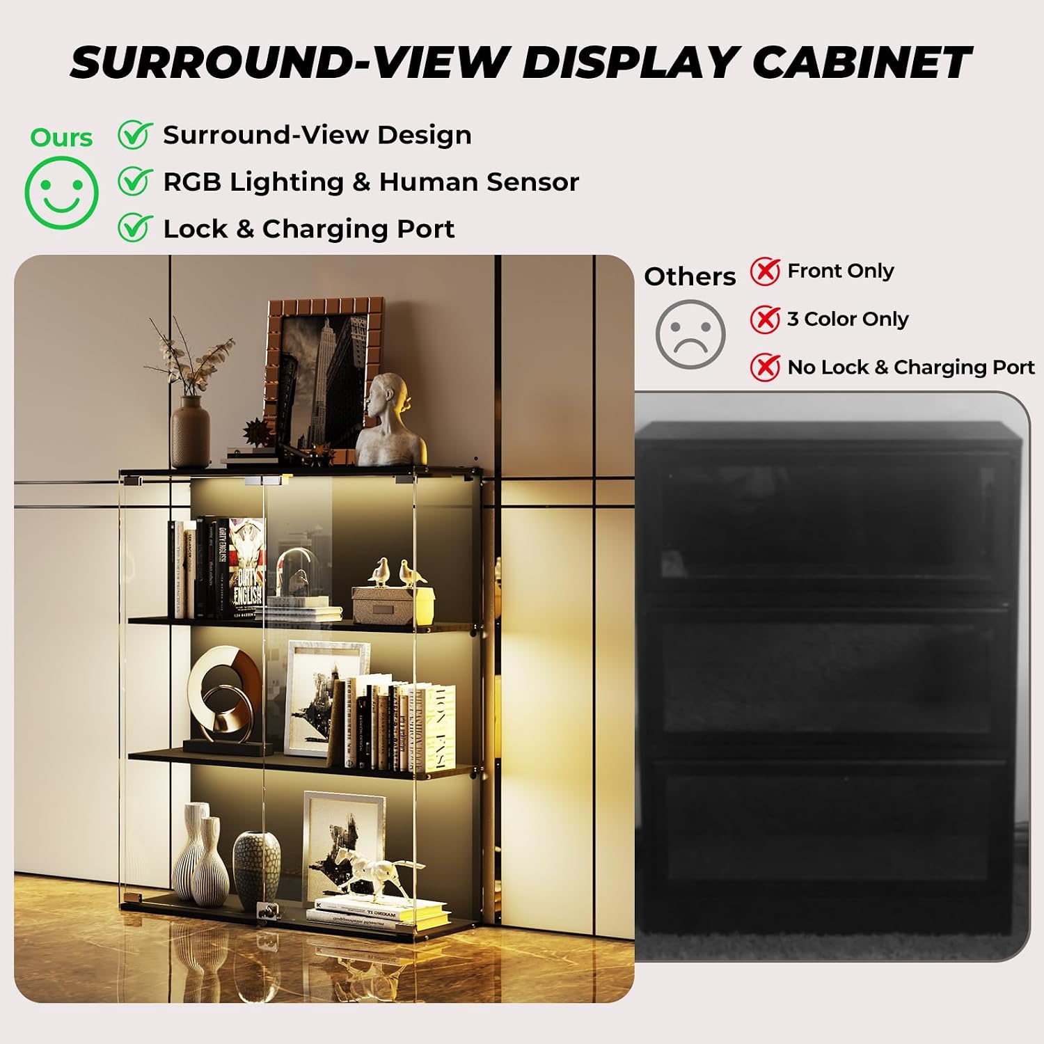 Detalle 2 de VersionTECH Glass Display Cabinet, 3-Tier