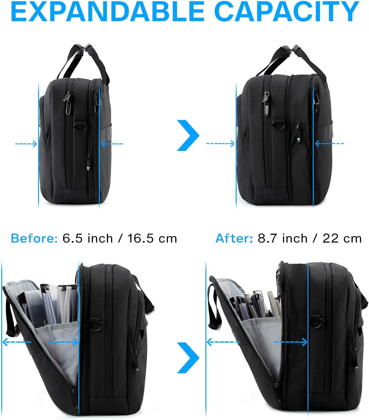 Detalle de bagsmart 17,3-Zoll Laptoptasche – Erweiterbare Aktentasche für Business, Reisen und Alltag