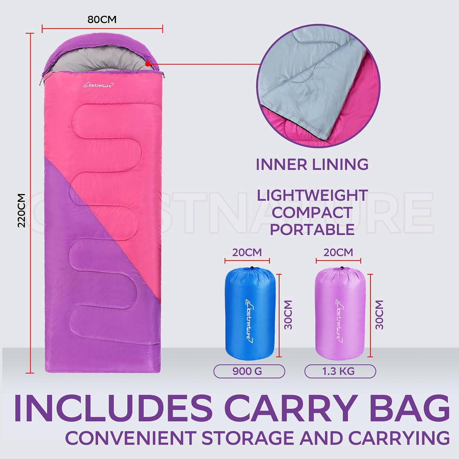 Detalle 2 de Clostnature Sleeping Bag 220x80cm, 1.3kg