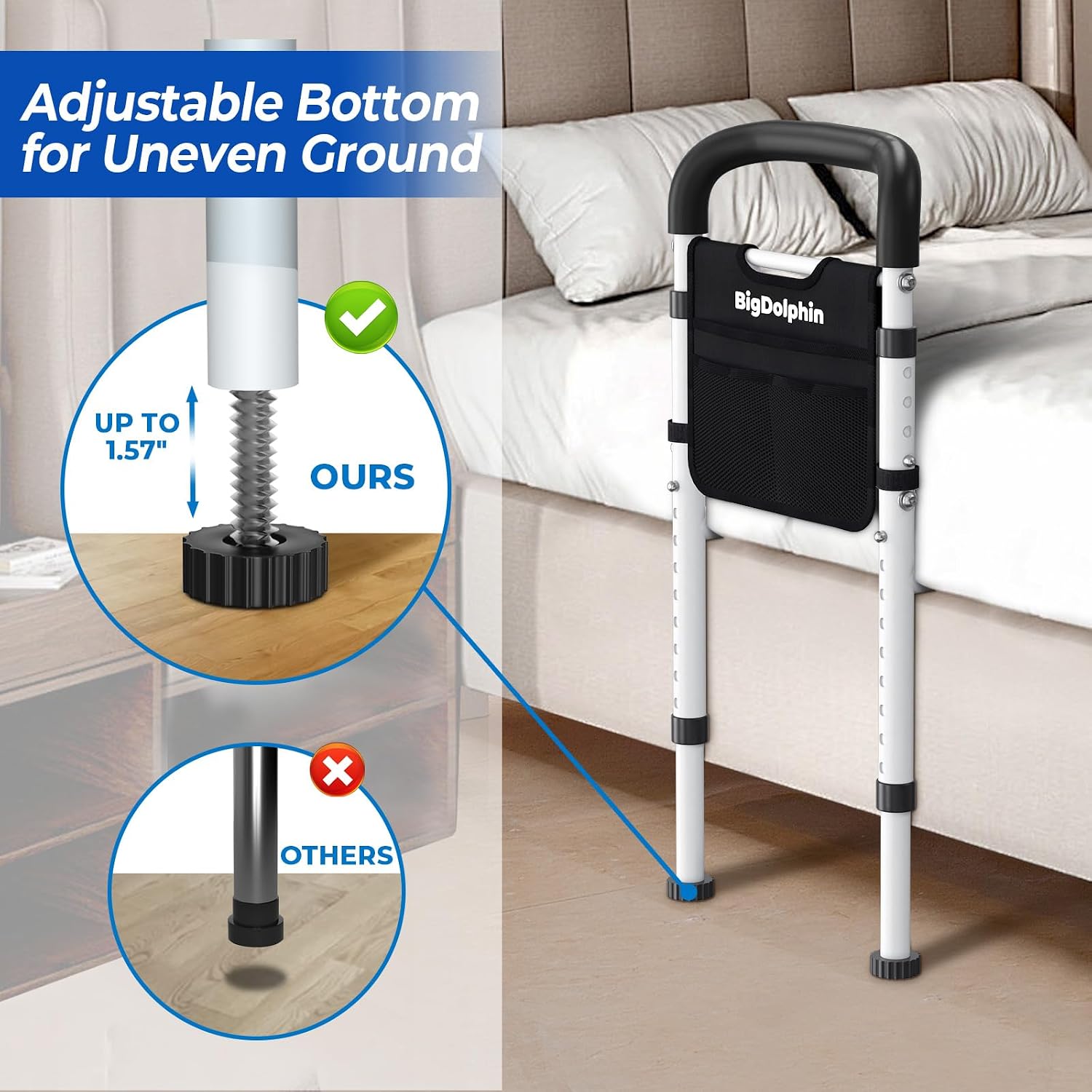 Thumbnail 6 de BigDolphin GS07 Bed Rail for Seniors, 350 lb Capacity, Adjustable Handle