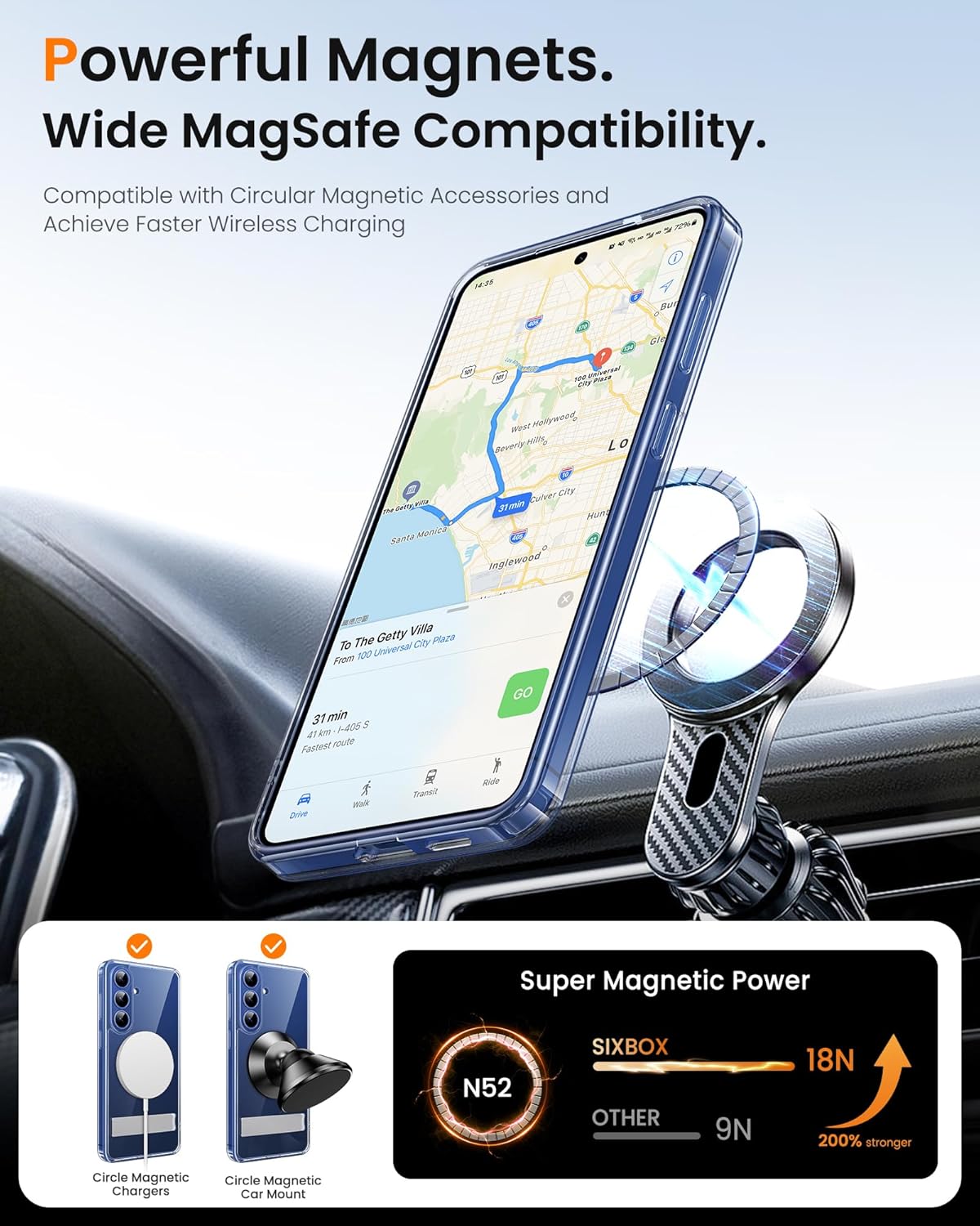 Thumbnail 3 de SIXBOX Magnetic Case with Kickstand for Samsung Galaxy S26 (Clear) – MagSafe compatible with 2 tempered glass screen protectors