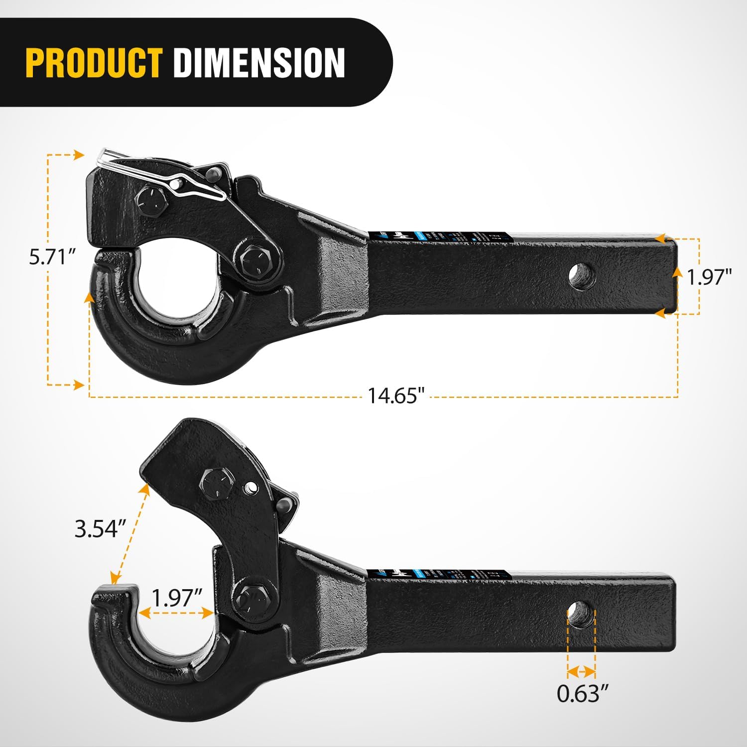 Thumbnail 1 de Nilight 10-Ton Pintle Hitch for 2-Inch Receiver: Heavy-Duty Military-Grade Utility