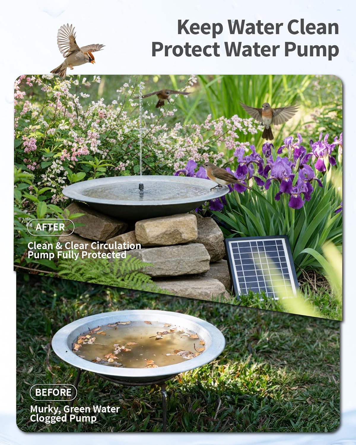 Thumbnail 2 de POPOSOAP 4W Solar Water Fountain with Filter Kit – Safe, Low-Hassle Fountain for Bird Baths & Small Ponds