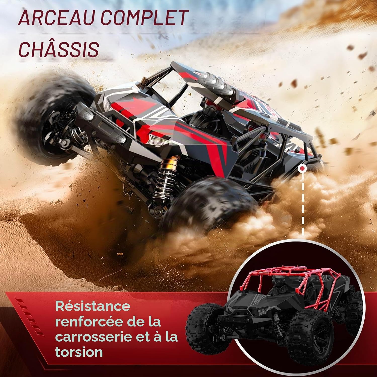 Detalle 2 de Womaqu RC Desert Truck 4x4 met borstelloze motor en zandbanden