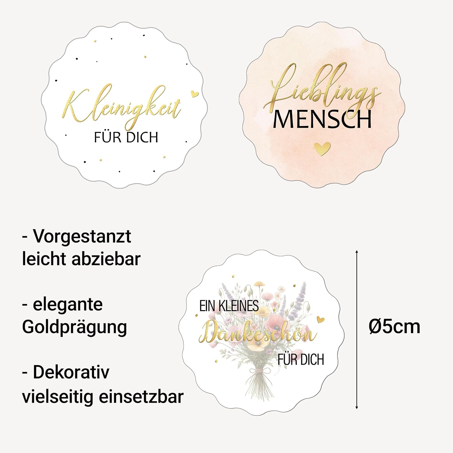 Detalle 2 de WangsLICHT Veredelte Geschenkaufkleber 5 cm